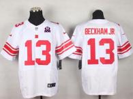 Nike New York Giants #13 Odell Beckham Jr White With 1925-2014 Season Patch Men's Stitched NFL Elite