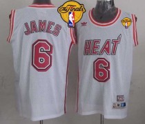 Miami Heat -6 LeBron James White Swingman Throwback Finals Patch Stitched NBA Jersey