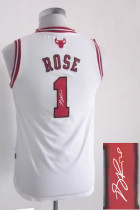 Autographed Revolution 30 Chicago Bulls #1 Derrick Rose White Stitched Youth NBA Jersey