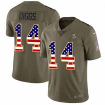 Nike Vikings -14 Stefon Diggs Olive USA Flag Stitched NFL Limited 2017 Salute To Service Jersey