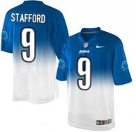Nike Lions -9 Matthew Stafford Blue White Stitched NFL Elite Fadeaway Fashion Jersey