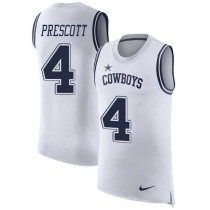 Nike Cowboys -4 Dak Prescott White Stitched NFL Limited Rush Tank Top Jersey