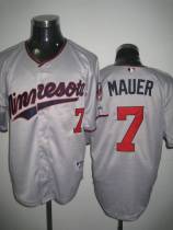 Minnesota Twins -7 Joe Mauer Stitched Grey MLB Jersey