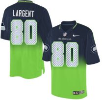 Nike Seahawks -80 Steve Largent Steel Blue Green Stitched NFL Elite Fadeaway Fashion Jersey
