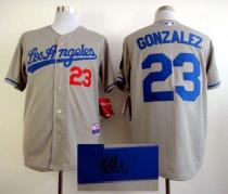 Los Angeles Dodgers -23 Adrian Gonzalez Grey Cool Base Autographed Stitched MLB Jersey