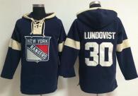 New York Rangers -30 Henrik Lundqvist Navy Blue Pullover NHL Hoodie
