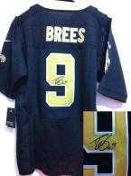 Nike New Orleans Saints #9 Drew Brees Black Team Color Men's Stitched NFL Elite Autographed Jersey