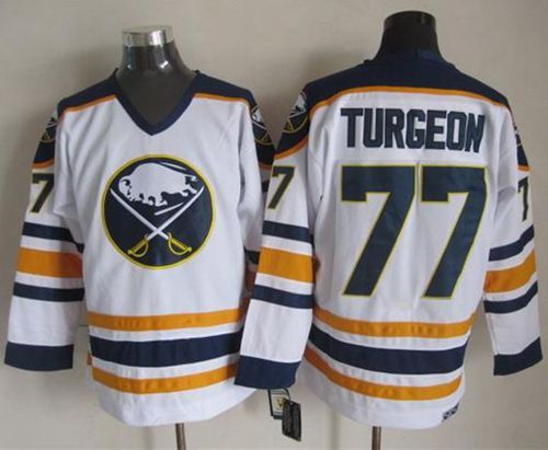 Buffalo Sabres -77 Pierre Turgeon White CCM Throwback Stitched NHL Jersey
