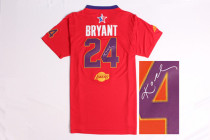 Autographed 2014 NBA All Star Los Angeles Lakers -24 Kobe Bryant Red Jerseys
