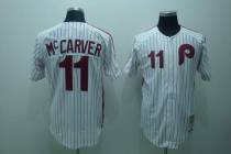 Mitchell and Ness Philadelphia Phillies #11 Tim McCarver Stitched White Red Strip MLB Jersey