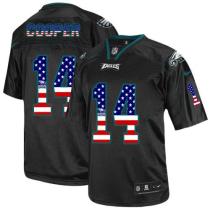 Nike Philadelphia Eagles #14 Riley Cooper Black Men's Stitched NFL Elite USA Flag Fashion Jersey