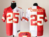 Nike NFL Kansas City Chiefs #25 Jamaal Charles Elite Team Road Two Tone Men's Stitched Autographed J