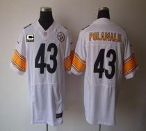 Nike Pittsburgh Steelers #43 Troy Polamalu White With C Patch Men's Stitched NFL Elite Jersey