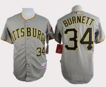 Pittsburgh Pirates #34 A J Burnett Grey Cool Base Stitched MLB Jersey