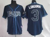 Tampa Bay Rays #3 Evan Longoria Gark Blue Stitched MLB Jersey