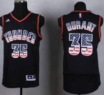 Oklahoma City Thunder -35 Kevin Durant Black USA Flag Fashion Stitched NBA Jersey