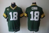 Nike Green Bay Packers #18 Randall Cobb Green Team Color With C Patch Men's Stitched NFL Elite Jerse