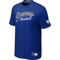 Milwaukee Brewers Blue Nike Short Sleeve Practice T-Shirt