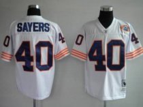 Mitchell and Ness Bears -40 Gale Sayers White With Big Number Bear Patch Stitched Throwback NFL Jers