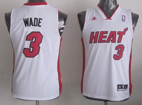 Miami Heat #3 Dwyane Wade White Stitched Youth NBA Jersey