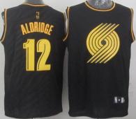 Portland Trail Blazers -12 Lamarcus Aldridge Black Precious Metals Fashion Stitched NBA Jersey