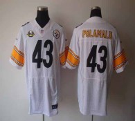 Nike Pittsburgh Steelers #43 Troy Polamalu White With 80TH Patch Men's Stitched NFL Elite Jersey
