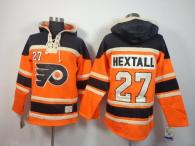 Philadelphia Flyers -27 Ron Hextall Orange Sawyer Hooded Sweatshirt Stitched NHL Jersey
