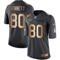 Nike Packers -80 Martellus Bennett Black Stitched NFL Limited Gold Salute To Service Jersey