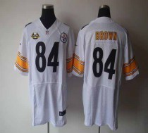 Nike Pittsburgh Steelers #84 Antonio Brown White With 80TH Patch Men's Stitched NFL Elite Jersey