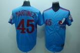 Mitchell and Ness Expos -45 Pedro Martinez Blue Stitched Throwback MLB Jersey