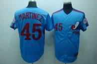 Mitchell and Ness Expos -45 Pedro Martinez Blue Stitched Throwback MLB Jersey