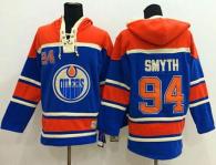 Edmonton Oilers -94 Ryan Smyth Light Blue Sawyer Hooded Sweatshirt Stitched NHL Jersey