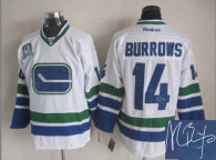 Autographed Vancouver Canucks -14 Alexandre Burrows Stitched White Third 40TH Patch NHL Jerse