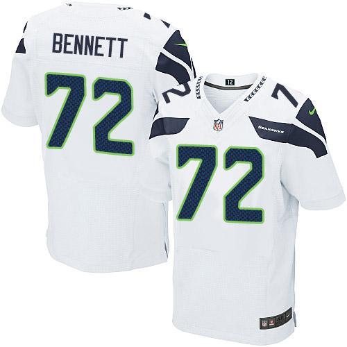 Nike Seattle Seahawks #72 Michael Bennett White Men's Stitched NFL Elite Jersey