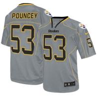 Nike Pittsburgh Steelers #53 Maurkice Pouncey Lights Out Grey Men's Stitched NFL Elite Jersey