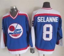 Winnipeg Jets -8 Teemu Selanne Blue White CCM Throwback Stitched NHL Jersey