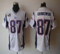 Nike Patriots -87 Rob Gronkowski White With C Patch Stitched NFL Elite Jersey