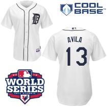 Detroit Tigers #13 Alex Avila White Cool Base w 2012 World Series Patch Stitched MLB Jersey
