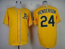 Oakland Athletics #24 Rickey Henderson Yellow Cool Base Stitched MLB Jersey