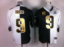 Nike Saints -9 Drew Brees White Black With Hall of Fame 50th Patch Stitched NFL Elite Split Jersey