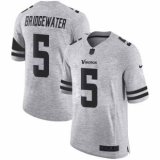 Nike Vikings -5 Teddy Bridgewater Gray Stitched NFL Limited Gridiron Gray II Jersey