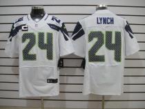 Nike Seattle Seahawks #24 Marshawn Lynch White With C Patch Men‘s Stitched NFL Elite Jersey