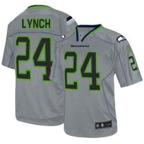 Nike Seattle Seahawks #24 Marshawn Lynch Lights Out Grey Men‘s Stitched NFL Elite Jersey