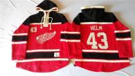 Detroit Red Wings -43 Darren Helm Red Sawyer Hooded Sweatshirt Stitched NHL Jersey