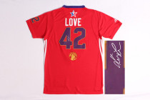 Autographed 2014 NBA All Star Cleveland Cavaliers -42 Kevin Love Red Jerseys