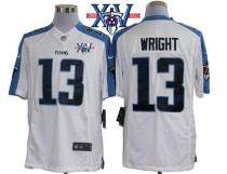 Nike Tennessee Titans -13 Kendall Wright White Game With 15th Season Patch Stitched NFL Jersey