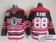 Autographed Chicago Blackhawks -88 Patrick Kane Red Black 75TH CCM Stitched NHL Jersey