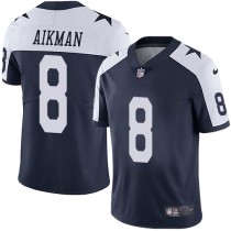 Nike Cowboys -8 Troy Aikman Navy Blue Thanksgiving Stitched NFL Vapor Untouchable Limited Throwback