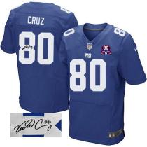 Nike New York Giants #80 Victor Cruz Royal Blue Team Color With 1925-2014 Season Patch Men's Stitche
