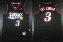 Philadelphia 76ers -3 Allen Iverson Black Throwback  The Answer  Stitched NBA Jersey